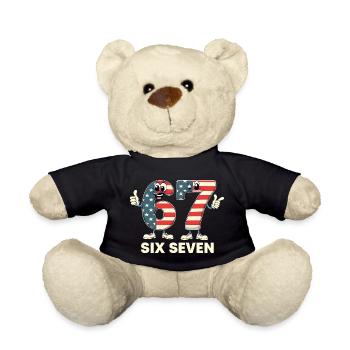 US Flag 67 Memes Six Seven - Teddy Bear - black - Front
