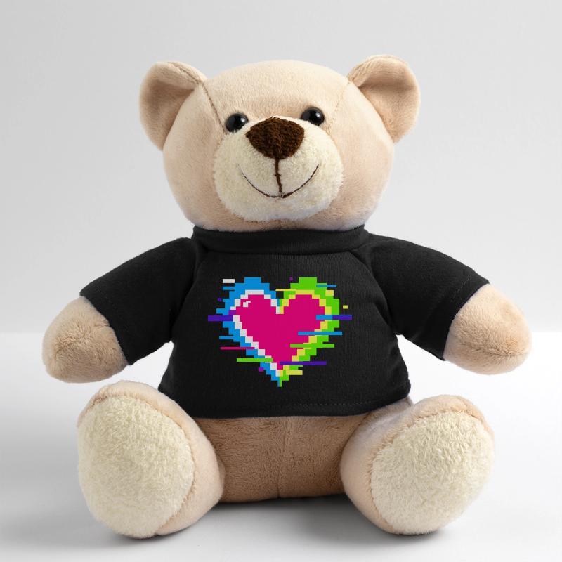 Pixelherz Neon Glitch Regenbogen Teddy