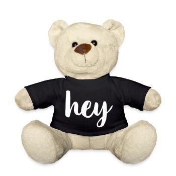 Hey Begrüßung Hallo - Teddy - Schwarz - Vorne