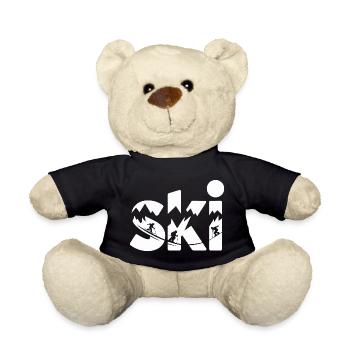 Ski Bergpanorama Typo Design - Teddy - Schwarz - Vorne