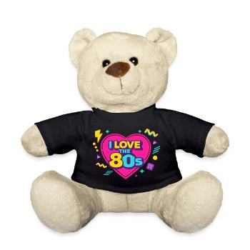80s Retro Heart Neon Design - Teddy Bear - black - Front