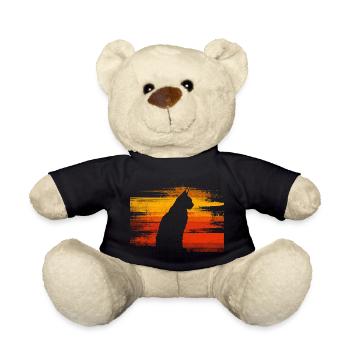 Luchs Katze Retro Wildkatze Design Naturfreund - Teddy - Schwarz - Vorne