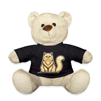 Cream Persian Cat Long Hair Vintage Portrait - Teddy Bear - black - Front