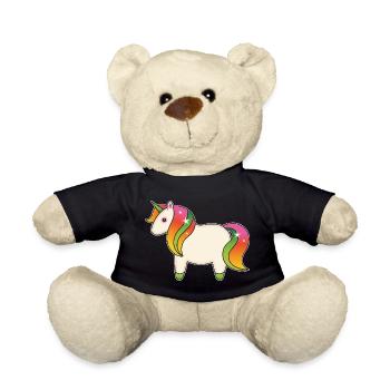 Regenbogen Einhorn - Teddy - Schwarz - Vorne