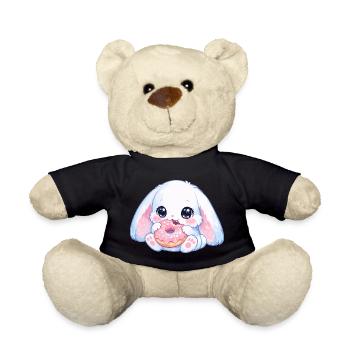 Kawaii Hase mit Donut - Teddy - Schwarz - Vorne