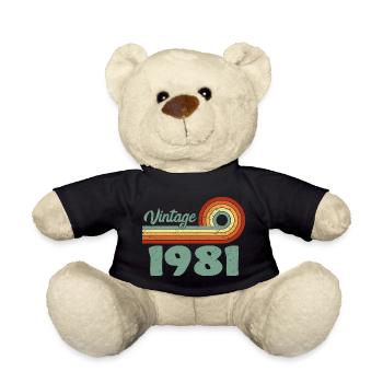 Vintage 1981 Birthday Mountain Retro 1981 - Teddy - Schwarz - Vorne