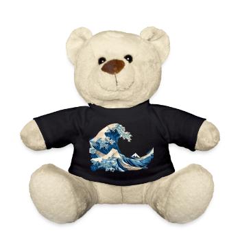 Hokusai Welle japanische Origami Kunst große Welle - Teddy - Schwarz - Vorne
