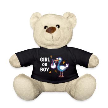 Annonce de la fête préversive de bébé fille ou garçon - Nounours - noir - Devant