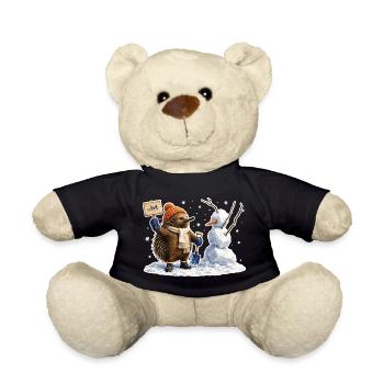 Echidna as snow artist - Teddy Bear - black - Front