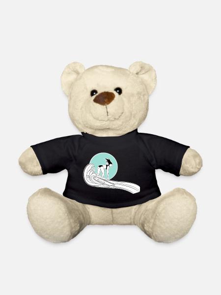 Surfer Girl Shirt with Illustration - Teddy Bear - black