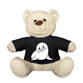Baby Seal Silhouette Cute Animal Motif - Teddy Bear - black - Front