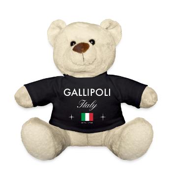 Gallipoli Italy Coordinates Travel Souvenir - Teddy Bear - black - Front