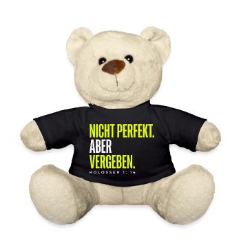Nicht perfekt. Vergeben. – Christlicher Spruch - Teddy - Schwarz - Vorne