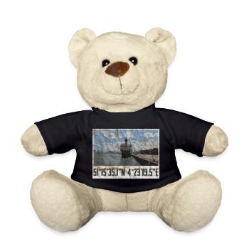 Antwerp port design with geocoordinates - Teddy Bear - black - Front