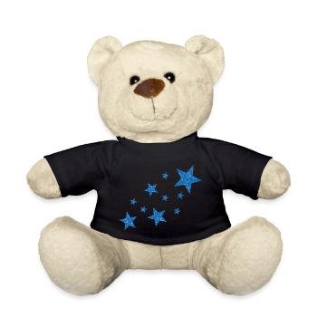 Blue stars with snow - Teddy Bear - black - Front