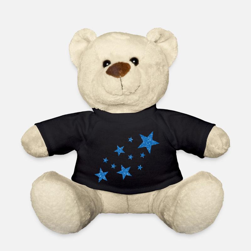 Blaue Sterne mit Schnee - Teddy - Schwarz