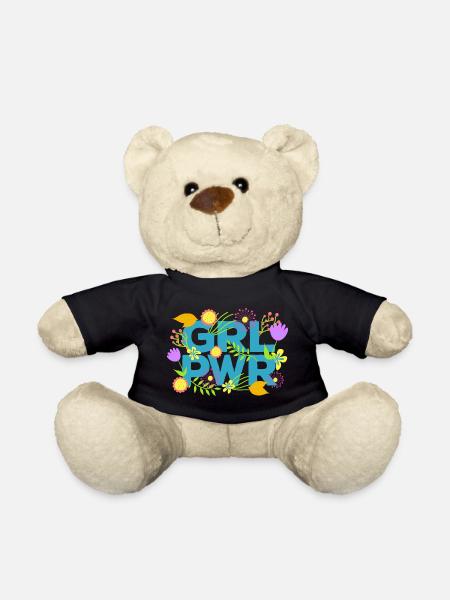 GRLPWR Mädchen Power Blumen FeministinnenGeschenk - Teddy - Schwarz