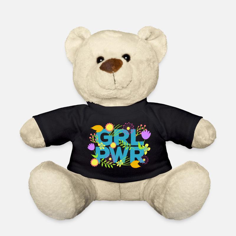 GRLPWR Mädchen Power Blumen FeministinnenGeschenk - Teddy - Schwarz