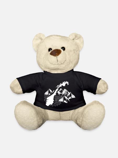 Norway Map Mountains Sea Fjord Hiking Norway - Teddy Bear - black