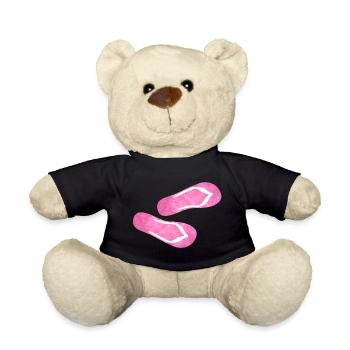 Flip Flop Latschen Plüsch Fell flauschig rosa pink - Teddy - Schwarz - Vorne