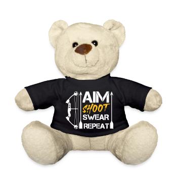 Aim Shoot Swear Repeat Archery Gift Hobby - Teddy Bear - black - Front