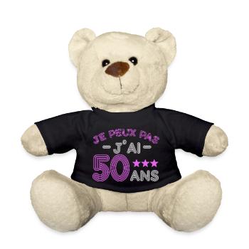 Je peux pas j 'ai 50 ans anniversaire humour - Nounours - noir - Devant