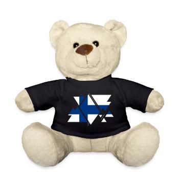 Finnland Land Europa Flagge Fahne Wappen Heimat - Teddy - Schwarz - Vorne