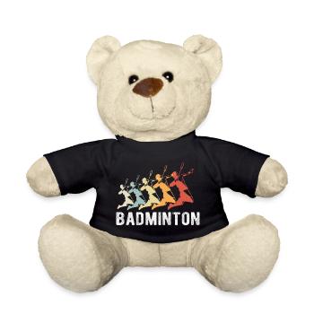 Badminton Design - Badminton Federball Geschenk - Teddy - Schwarz - Vorne