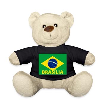 Brasília Stadt in brasilianischer Flagge - Teddy - Schwarz - Vorne