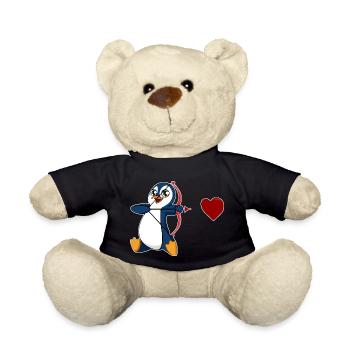 penguin valentine's day emperor penguin king penguin - Teddy Bear - black - Front