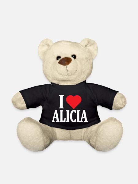 T-shirt J’adore Alicia t-shirt idée cadeau - Nounours - noir