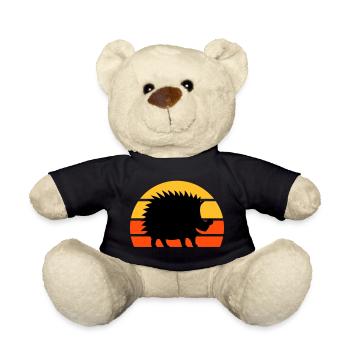 Glücklicher Igel vor einer Halbsonne - Teddy - Schwarz - Vorne
