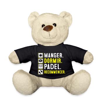 Manger, dormir, padel, recommencer | Logo Padel - Nounours - noir - Devant