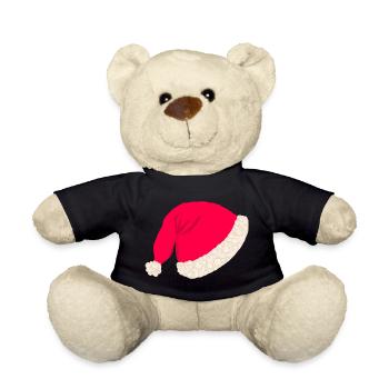 Weihnachtsmütze ohne Text - Teddy - Schwarz - Vorne