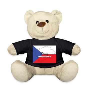 Prag - Hauptstadt mit GPS & Flagge - Teddy - Schwarz - Vorne