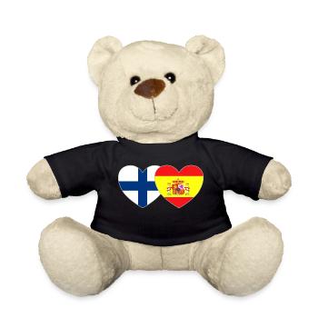 Finnland Spanien Flagge Herz - Teddy - Schwarz - Vorne