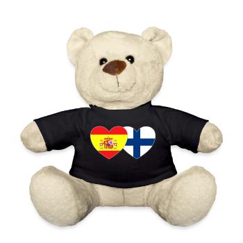 Espagne Finlande Flag Coeur - Nounours - noir - Devant