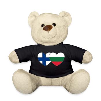 Finnland Bulgarien Flagge Herz - Teddy - Schwarz - Vorne