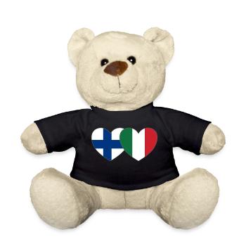 Finland Italy Flag Heart - Teddy Bear - black - Front