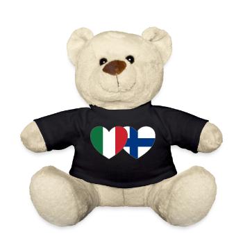 Italie Finlande Flag Coeur - Nounours - noir - Devant