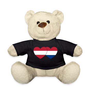 Austria Holland Flag Heart - Teddy Bear - black - Front