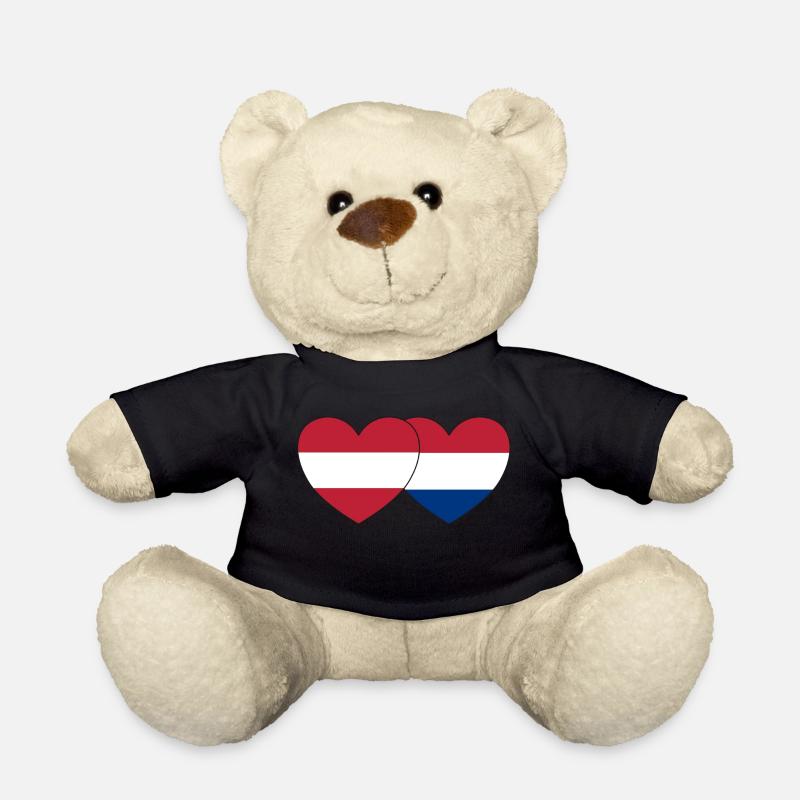 Österreich Holland Flagge Herz - Teddy - Schwarz