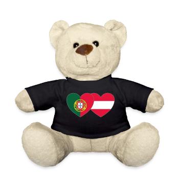 Portugal Austria Flag Heart - Teddy Bear - black - Front