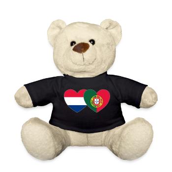 Holland Portugal Flag Heart - Teddy Bear - black - Front