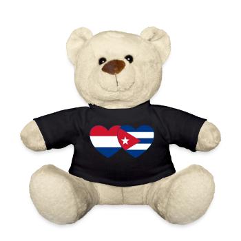 Holland Cuba Flag Heart - Teddy Bear - black - Front