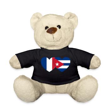 France Cuba Flag Heart - Teddy Bear - black - Front