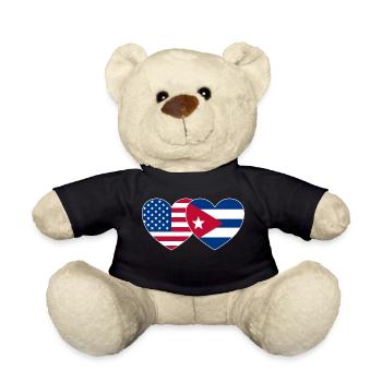 USA Cuba Flag Heart - Teddy Bear - black - Front