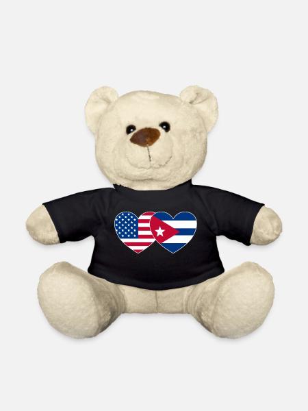USA Kuba Flagge Herz - Teddy - Schwarz