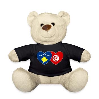 Kosovo Tunesien Flagge Herz - Teddy - Schwarz - Vorne