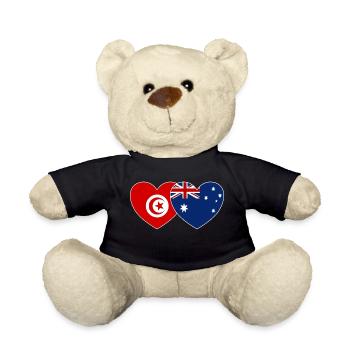 Tunisie Australie Flag Coeur - Nounours - noir - Devant